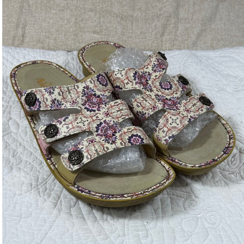 Alegria Women 11.5 Pink Purple Floral Venn Comfort Slip On Cottagecore Sandal